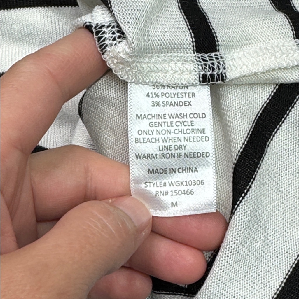 Market & Spruce Black & White Striped Long Sleeve Crewneck Shirt Nwt Medium — image 8 of 8